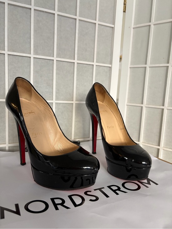 Christian Louboutin Shoes - Christian Louboutin Black Patent Leather Platform Pumps with Red Soles